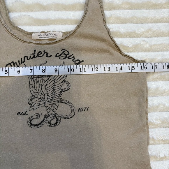 We The Free Free People Graphic Tank Top Tan Womens Size Medium - Picture 7 of 8
